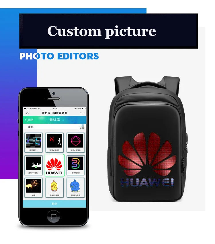 Mochila LED SmartBag — Personaliza tu Estilo con Imágenes y Videos 🎒✨